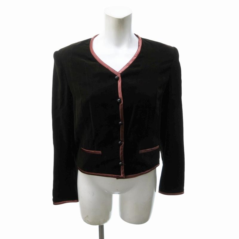 【中古】シャネル CHANEL ヴィンテージ 70s ノーカラージャケット ブルゾン ベロア 8 茶 ブラウン 0805 レディース CHANEL（シャネル） ヴィンテージ 70s ノーカラージャケット ブルゾン