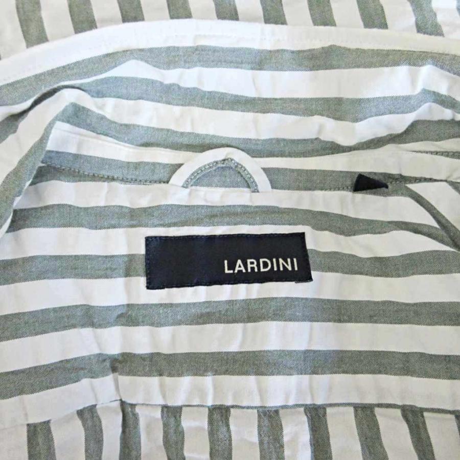 【中古】ラルディーニ LARDINI JK756 ストライプ テーラードジャケット ブートニエール コットン S 緑 白 0814 メンズ ラルディーニ LARDINI JK756 ストライプ テーラードジャケット