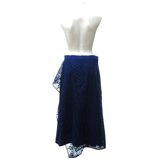 ✨超美品ADORE 花柄レース アシンメトリースカート アドーア ADORE アシンメトリーレーススカート ロング 花柄 青 ブルー