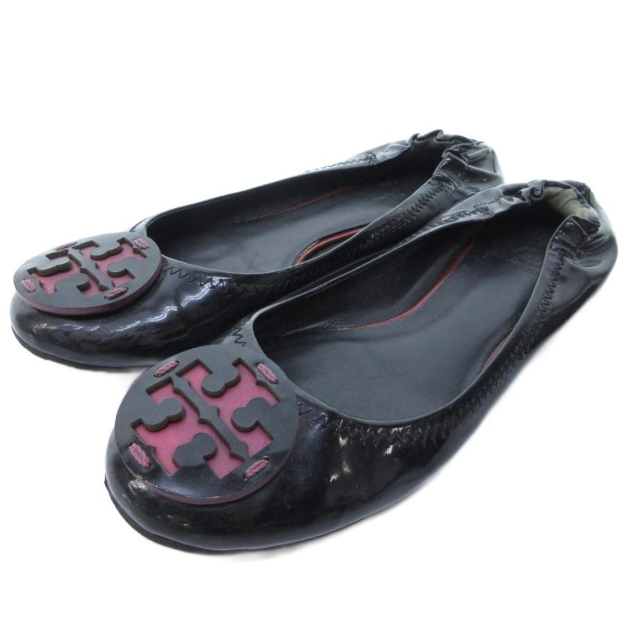 完全新品未使用！箱・ショッピングバッグ付きフルー包装！TORY BURCH FLATSフラットバレエ靴上品納めなネイビーブラック/プレゼントにも！ TORY BURCH（トリーバーチ） シューズ バレエシューズ 147379 001