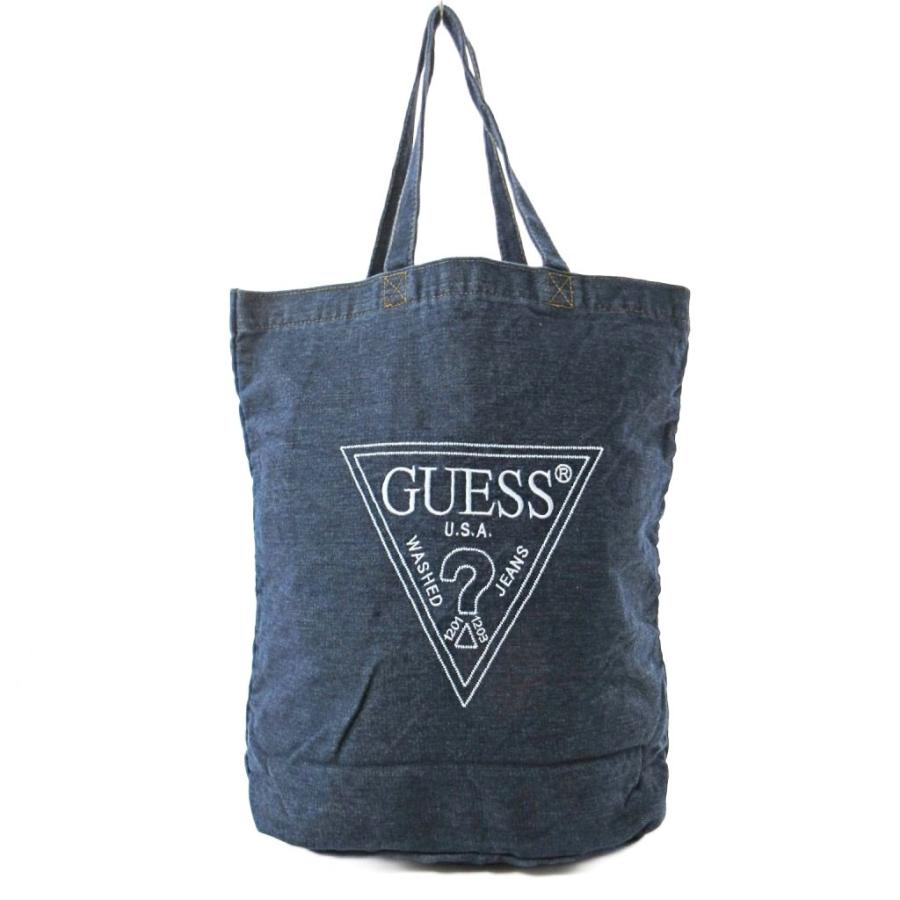未使用品 ゲス GUESS トートバッグ ショルダーバッグ ロゴ刺繍 デニム 