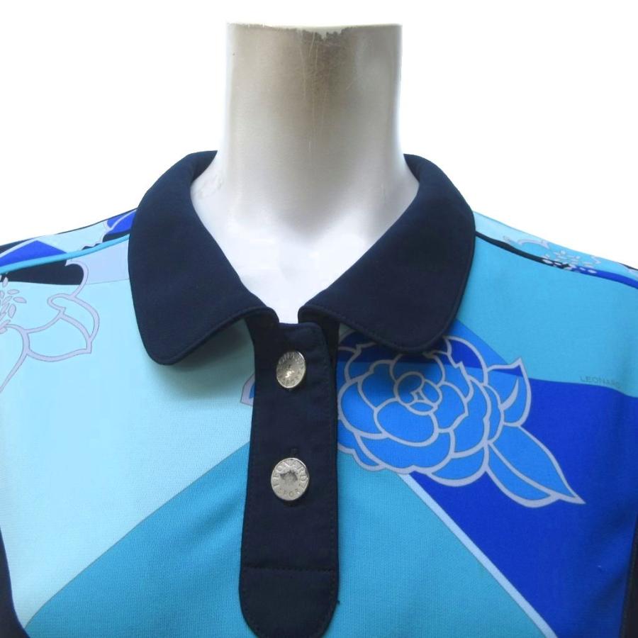 レオナールスポーツ LEONARD SPORT シャツワンピース ひざ丈 半袖 花柄 