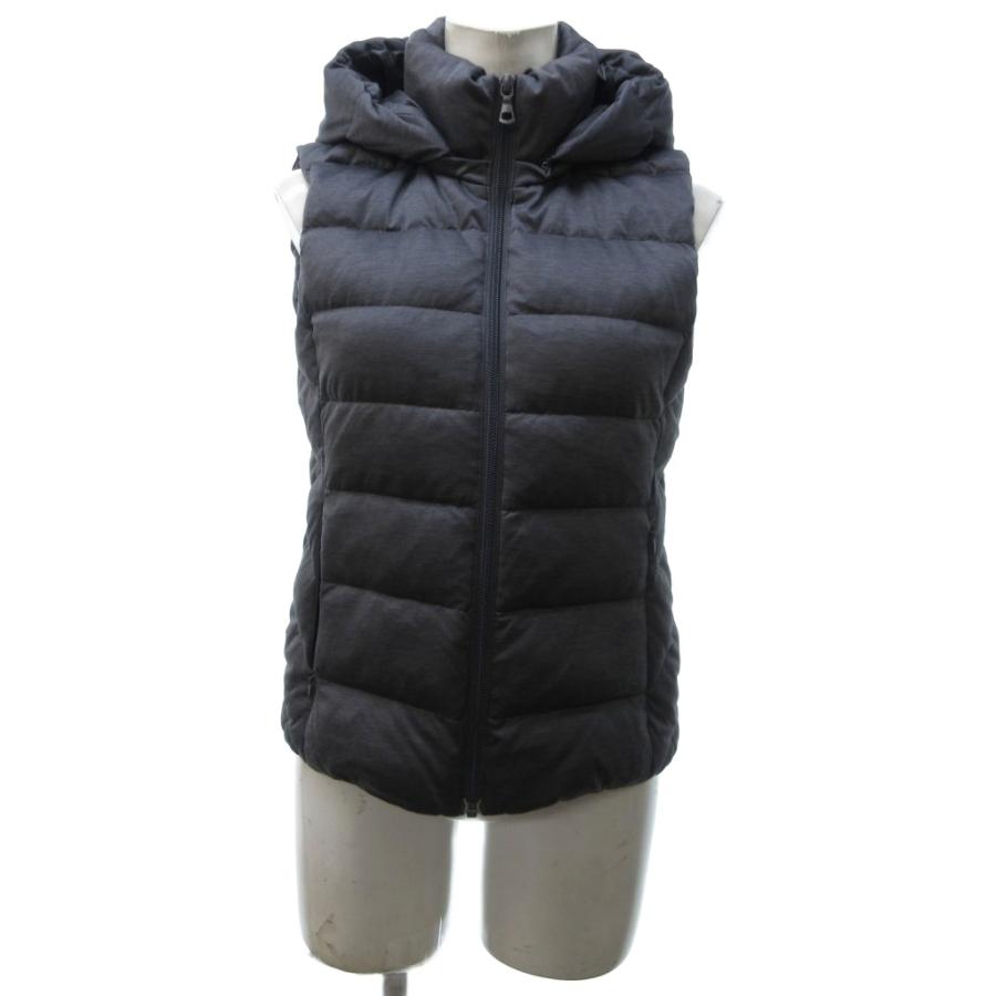 ダークグレー ダウンベスト ノースリーブ ユニクロ UNIQLO 美品 ダウンベスト フーディー パーカー ノースリーブ