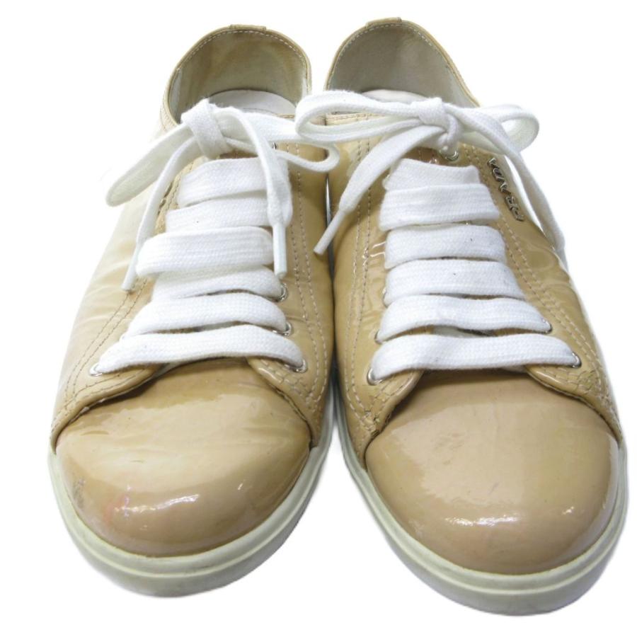 PRADA SPORT プラダスポーツ エナメル スニーカー ローカット ベージュ