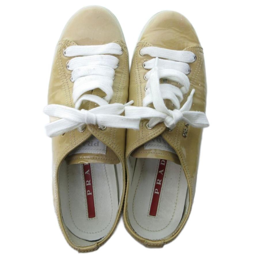 PRADA SPORT プラダスポーツ エナメル スニーカー ローカット ベージュ
