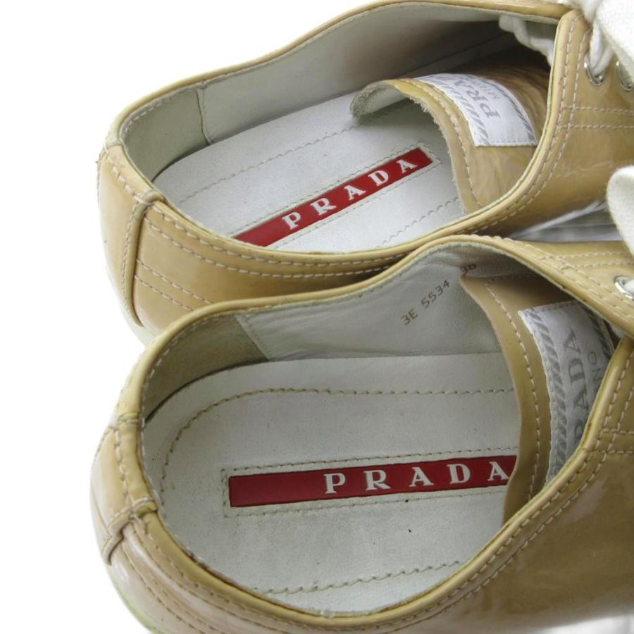 PRADA SPORT プラダスポーツ エナメル スニーカー ローカット ベージュ