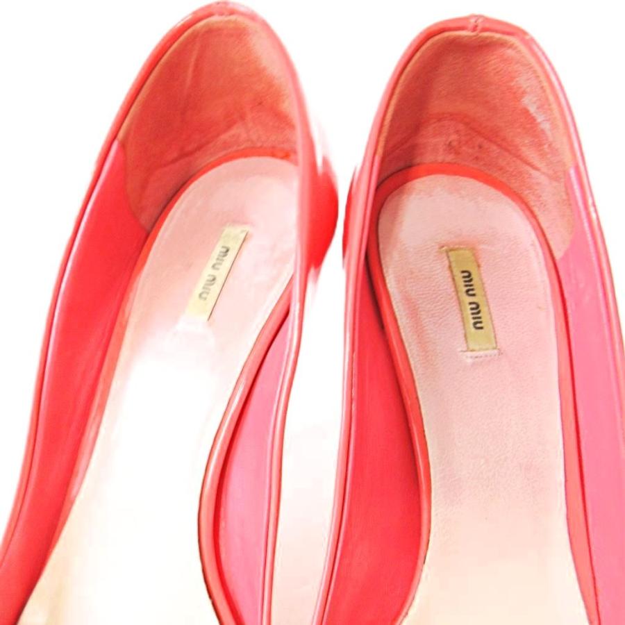 miu miu（ミュウミュウ） パテントレザー エナメル オープントゥ
