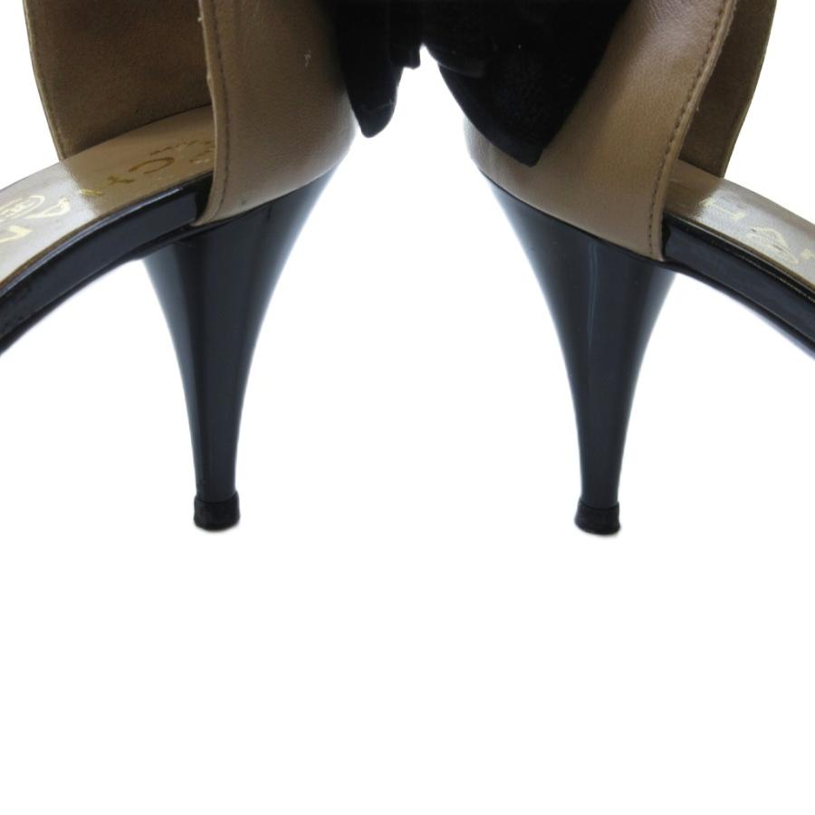 【中古】シャネル CHANEL バイカラー ココマーク バックリボン パンプス ハイヒール ベージュ 黒 ブラック 約23.5cm CHANEL（シャネル） バイカラー ココマーク バックリボン パンプス