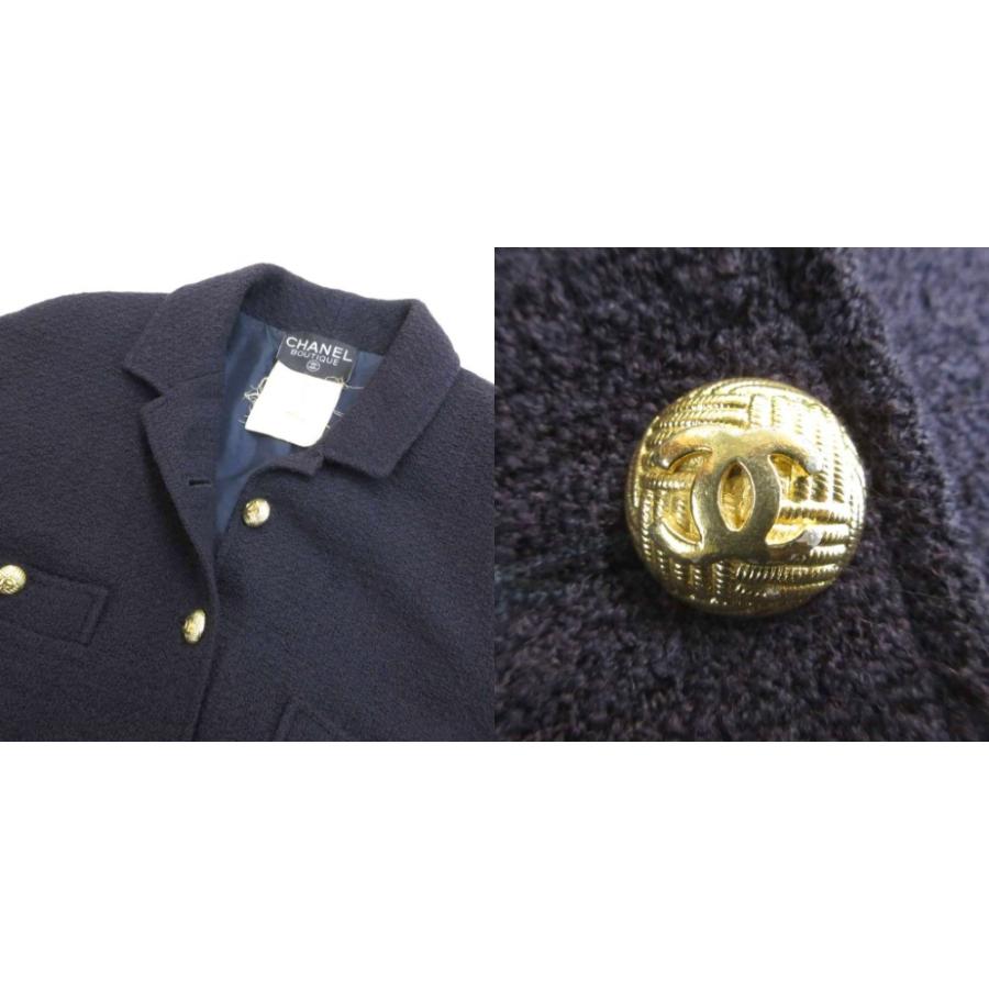 CHANEL ツイードセットアップ ブラック 装飾ボタン ココマーク シャネル CHANEL ダブル ボタン ツイード セットアップ ココマーク