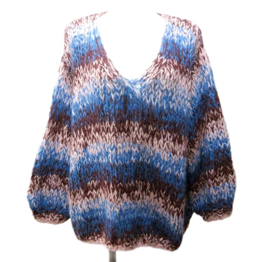 【中古】レトリコドール LES TRICOTS D'O 24AW アルパカ ニット セーター シルク混 ウール混 ボーダー調 ローゲージ レトリコドール LES TRICOTS D'O 24AW アルパカ ニット セーター