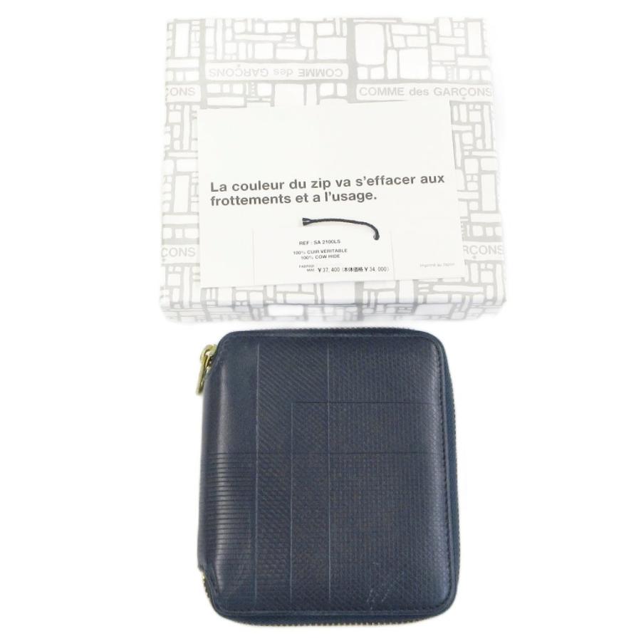 【中古】コムデギャルソン インターセクション SA 2100LS 二つ折り財布 ウォレット レザー 型押し ラウンドファスナー コムデギャルソン COMME des GARCONS INTERSECTION インターセクション