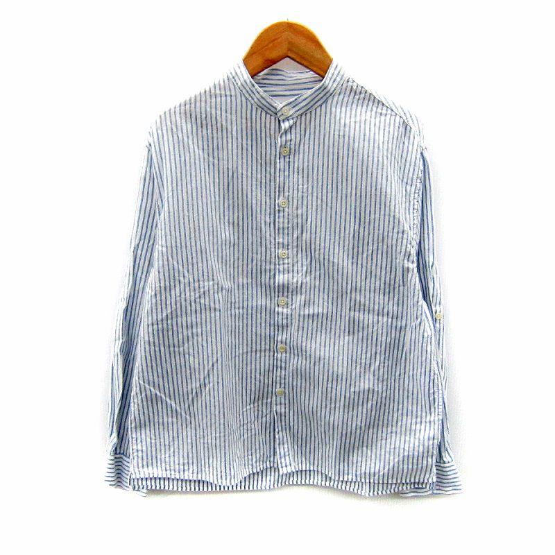 ZARA（ザラ） カジュアルシャツ 長袖 バンドカラー ストライプ柄 