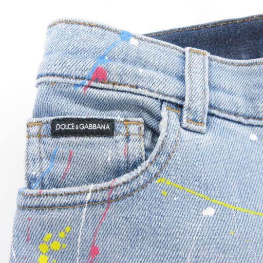 DOLCE&GABBANA サイドライン　ペイント　加工デニムパンツ　52 DOLCE&GABBANA（ドルチェ & ガッバーナ） ドルガバ DOLCE&GABBANA