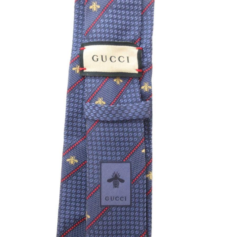 GUCCI（グッチ） 美品 ネクタイ レギュラータイ 蜂 ビー ストライプ 紺