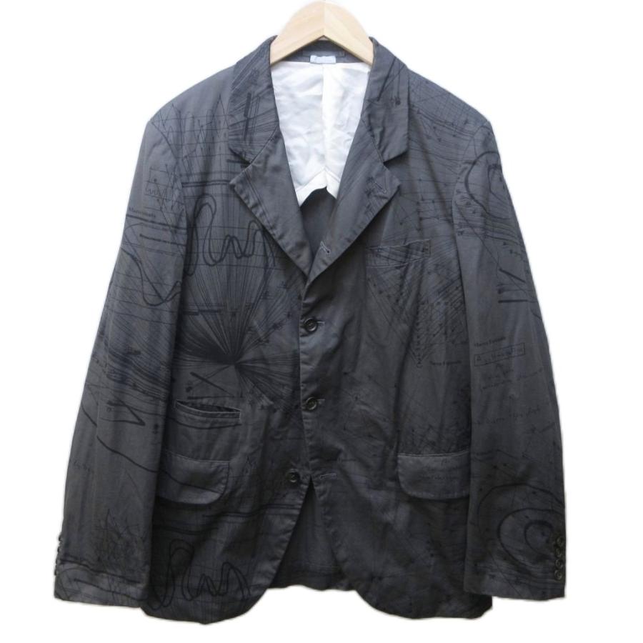 【中古】コムデギャルソンオムドゥ AD2019 Marco Fusinato テーラードジャケット ブレザー アート デザイン 総柄 L コムデギャルソンオムドゥ COMME des GARCONS HOMME DEUX AD2019 Marco