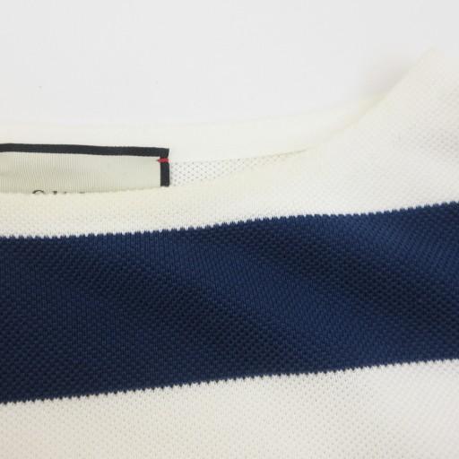 美品✨グッチ 薄手ニット　ボーダーGGロゴ ワッペン クルーネック　現行タグ　M GUCCI（グッチ） ニット カットソー ボーダー柄 GGロゴ ワッペン