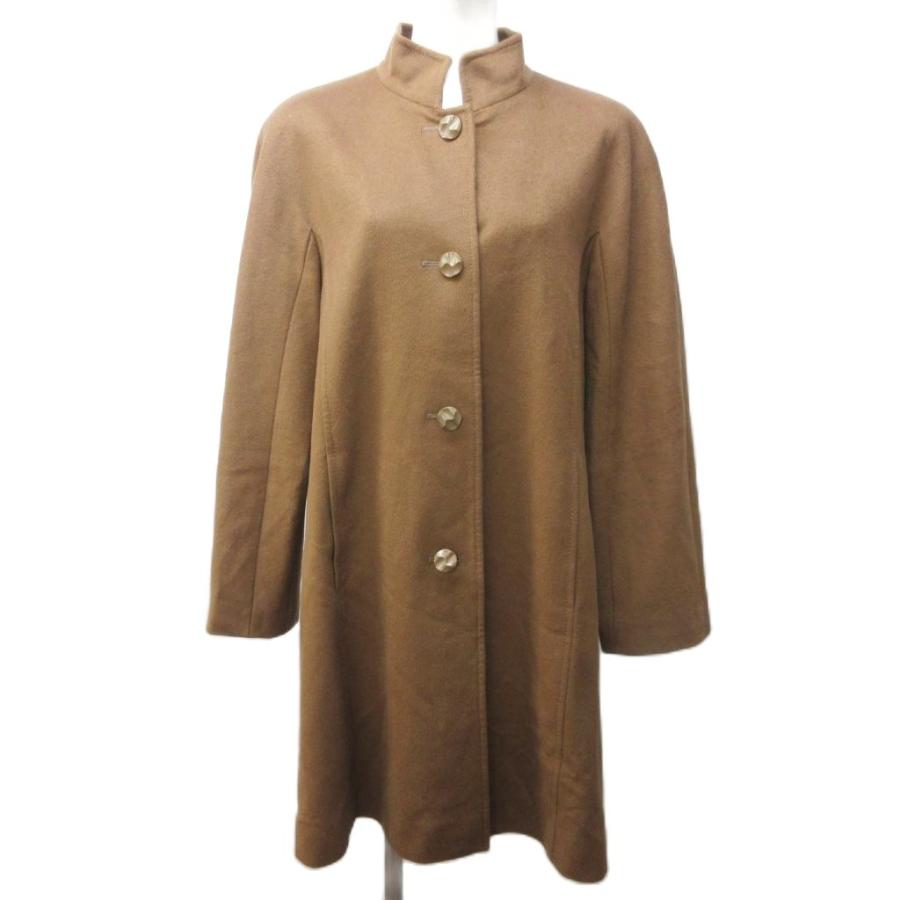 08未使用 カシミアコートブラウンレリアンLeilian　着丈120cm15号 レリアン Leilian カシミヤ スタンドカラーコート ジャケット ロング