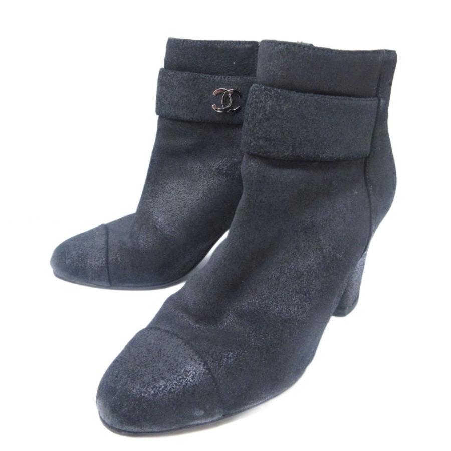 CHANEL（シャネル） スエード ココマーク ショートブーツ ヒール 