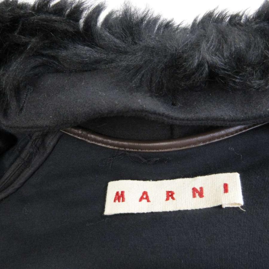 MARNI ウール ポンチョ 毛皮 異素材 ショートコート 黒 M MARNI（毛皮 