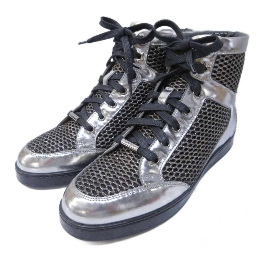 ジミーチュウ JIMMY CHOO スニーカー ハイカット レザー 切替 メッシュ 