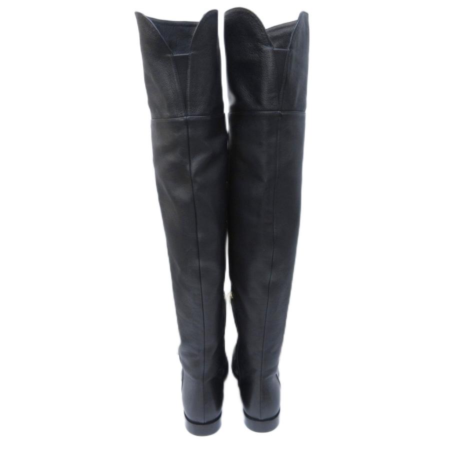 ジミーチュウ JIMMY CHOO 美品 ニーハイブーツ レザー サイドジップ