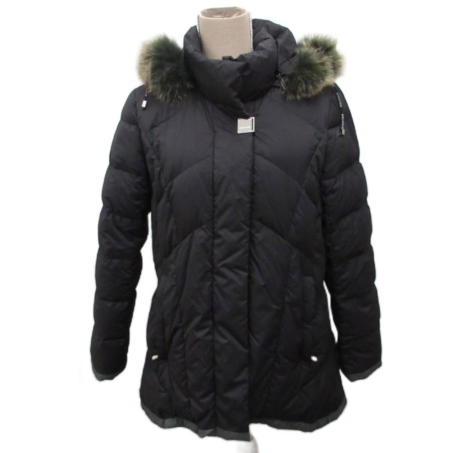 バルマン BALMAIN ダウンジャケット ロング丈 リアルファー ブルー