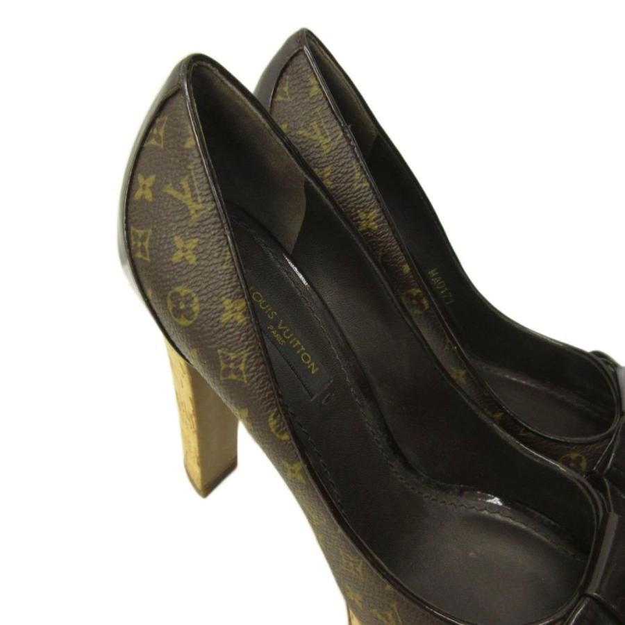 【美品】ルイヴィトン★パンプス　オープントゥ　黒　ゴールドロゴ　リボン　35 LOUIS VUITTON（ルイ・ヴィトン） パンプス シューズ ハイヒール