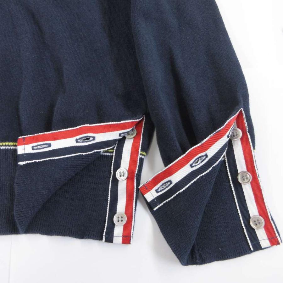 トムブラウン THOM BROWNE ネイビー ニットセーター 3 トリコロール トムブラウン THOM BROWNE ニット セーター コットン クルーネック