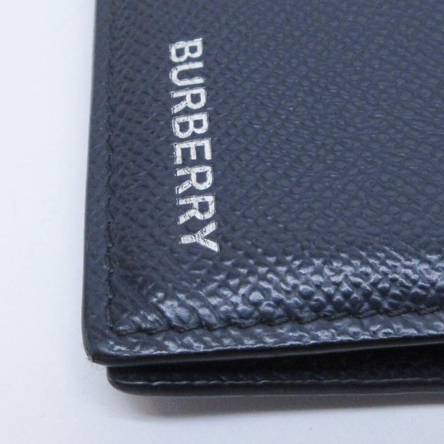BURBERRY（バーバリー） 二つ折り財布 ウォレット ロゴ レザー 紺