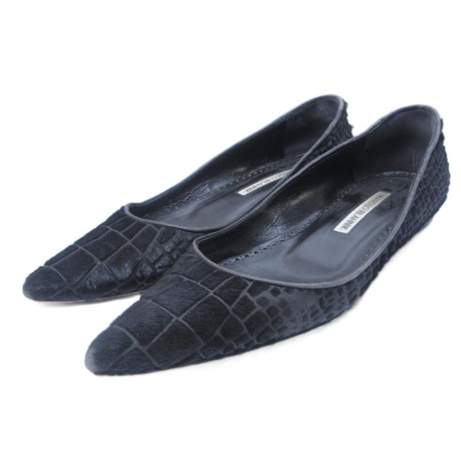 マノロブラニク MANOLO BLAHNIK フラットシューズ ハラコレザー 型押し