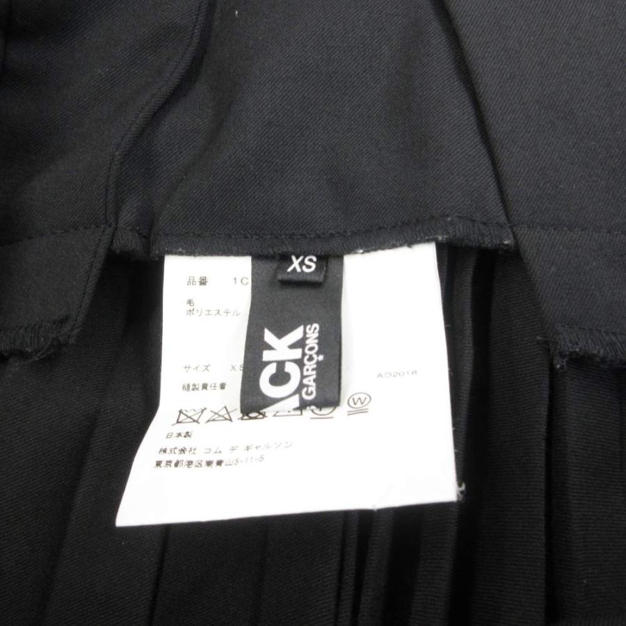 ブラックコムデギャルソン BLACK COMME des GARCONS 美品 プリーツ ジャンパースカート ウール カットオフ ロング AD2018 XS 1C-A001の画像
