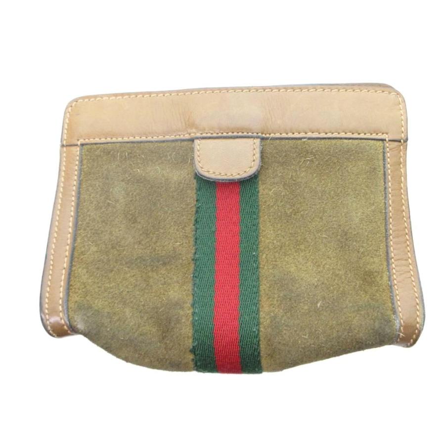 GUCCI（グッチ） ポーチ シェリーライン ブラウン スエード /HW □WY