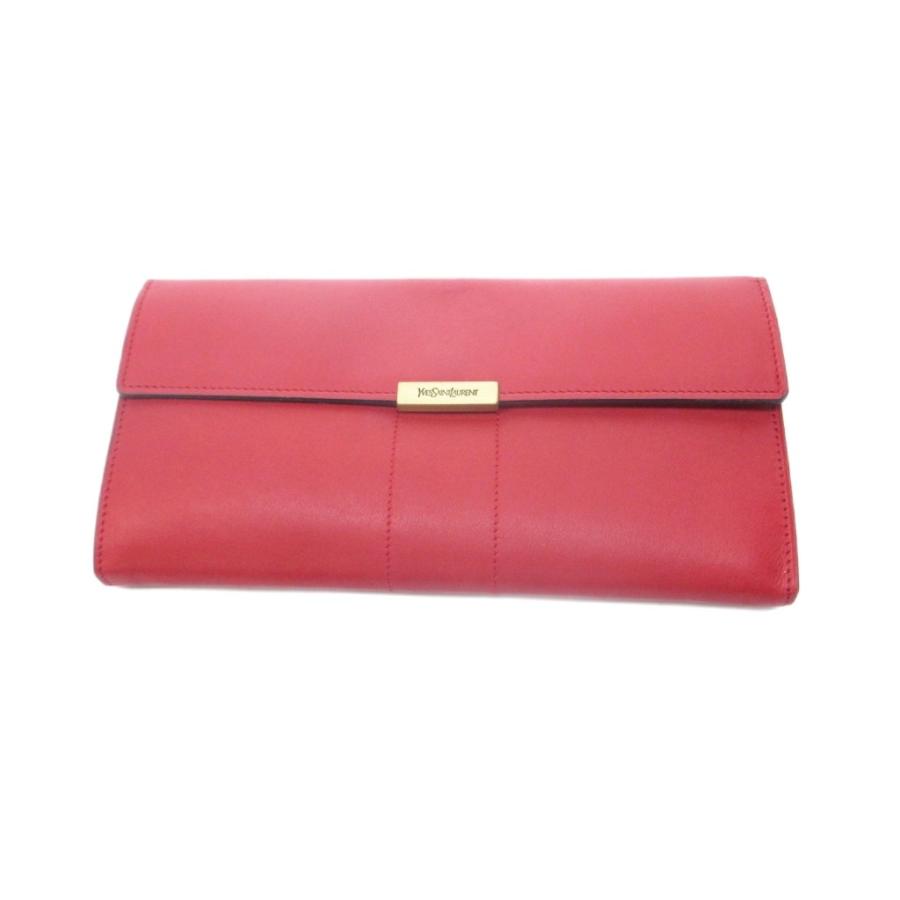 Yves Saint Laurent（イヴ・サンローラン） 長財布 レザー 赤 ロゴ金具 