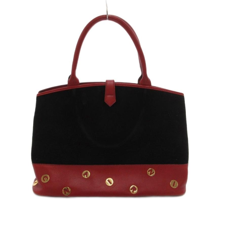 ニナリッチ NINA RICCI ハンドバッグ スタッズ レザー ロゴ金具 黒