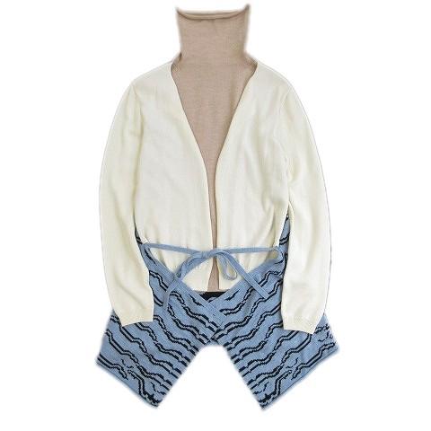 ロエベ Loewe セーター タートルネック 国内正規 ５ 変形 Loewe 総柄 ウール 中古 18aw レイヤード ニット 切替 S 白 ピンクベージュ レディース 国内正規 ５ ベクトル 古着