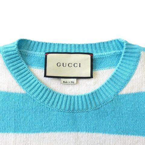 中古 美品 グッチ Gucci アングリーキャット ボーダー ニット セーター カットソー ハート 猫 ネコ 丸首 水色 白 メンズ ３ メンズ ベクトル 古着 026 ブランド古着販売のベクトル 通販 Yahoo ショッピング