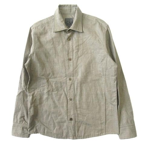 中古 美品 シーケーカルバンクライン Ck Calvin Klein フェイクレザー 切替 コットン リネン シャツ カットソー 長袖 サイズm 茶 １ ベクトル 古着 026 ブランド古着販売のベクトル 通販 Yahoo ショッピング