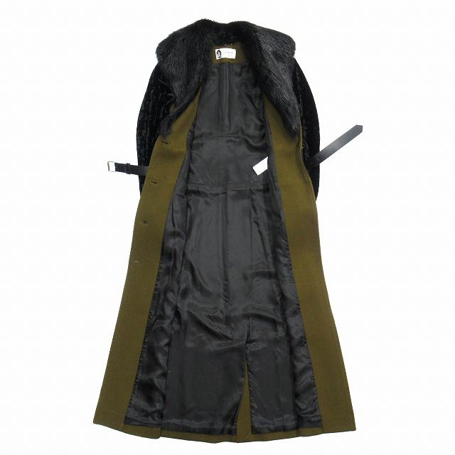 LANVIN ベージュ ファー付きロングコート 38