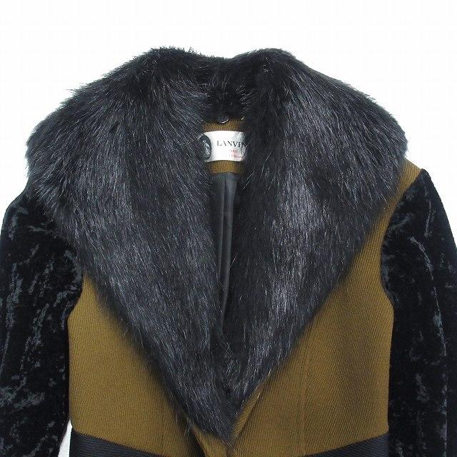 LANVIN ベージュ ファー付きロングコート 38 LANVIN ベージュ ファー付きロングコート 38