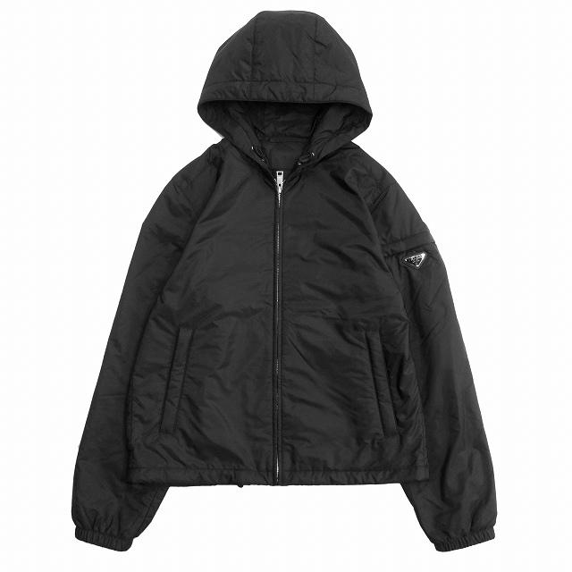 お待たせ! PRADA プラダ ナイロン パーカー 三角プレート ブラック