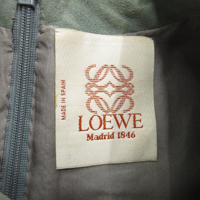 ロエベ LOEWE スエード レザー ワンピース カットソー ドレス 革  