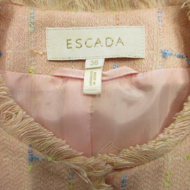 エスカーダ ESCADA ウール シルク ツイード セットアップ デザイン スーツ ジャケット スカート チェック 38 ピンク レディース｜vectorpremium｜07