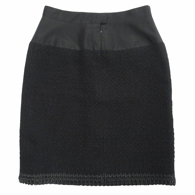 美品 94P シャネル ツイード ミニ スカート ココマーク 総柄 切替 