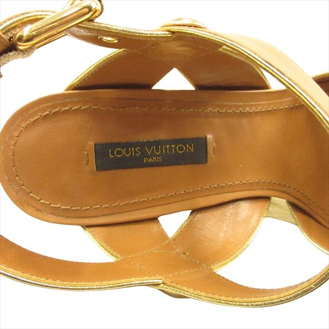 美品 ルイヴィトン LOUIS VUITTON ウェッジソール ストラップ サンダル 