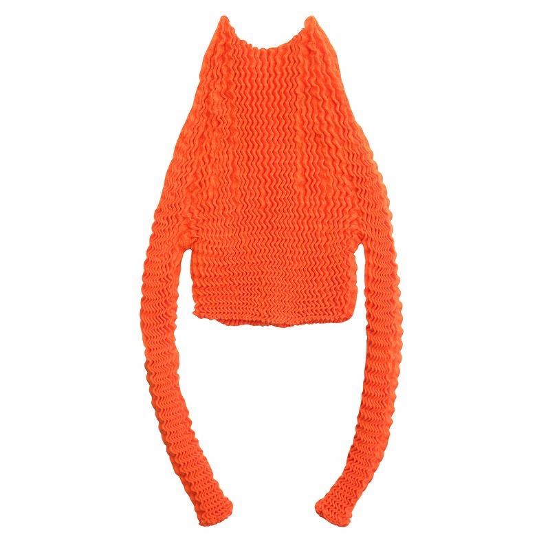 【中古】美品 21ss イッセイミヤケ ジグザグプリーツ加工 スポンジ ニット トップス Tシャツ カットソー セーター◆12 ISSEY MIYAKE（イッセイミヤケ） 美品 21ss ジグザグプリーツ加工