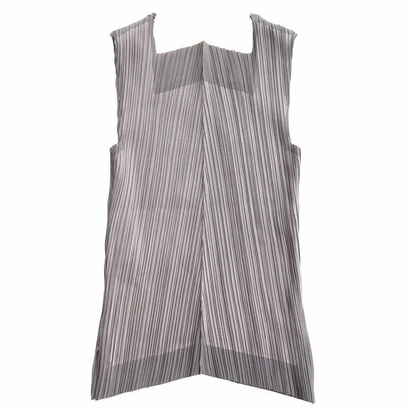 【中古】美品 06ss イッセイミヤケ フェット プリーツ加工 総柄 ノースリーブ カットソー シャツ タンクトップ◆12 ISSEY MIYAKE（イッセイミヤケ） 美品 06ss フェット プリーツ加工 総