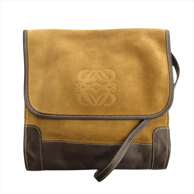 ロエベ vintage LOEWE アナグラム スエード レザー ショルダー クロス  
