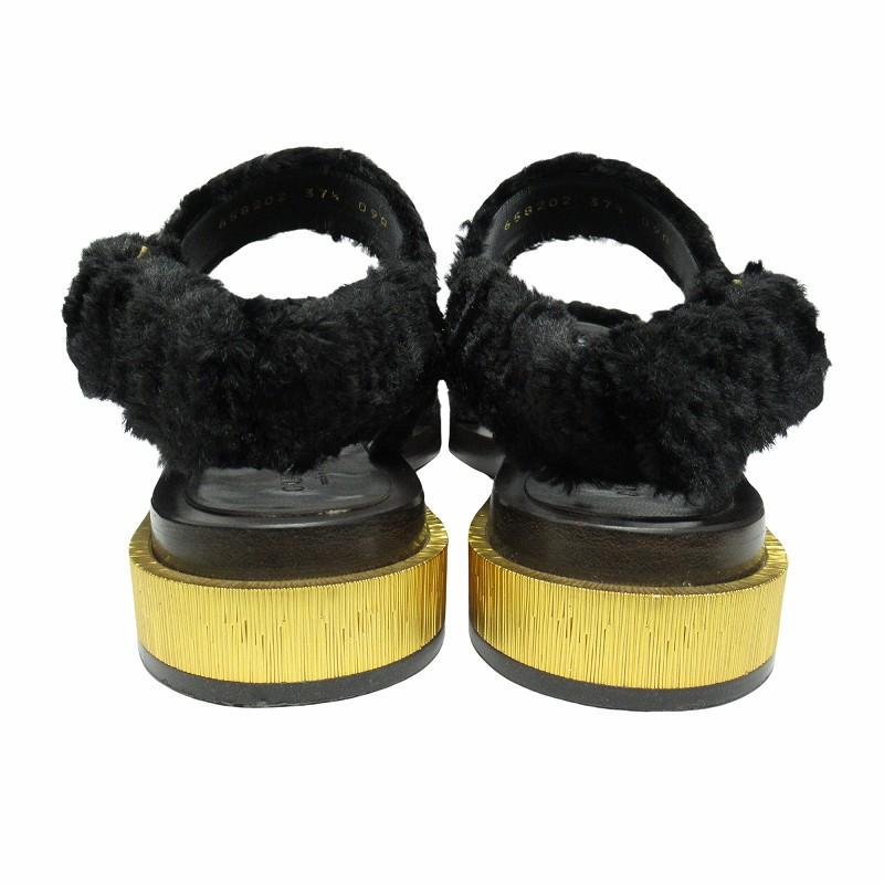 GUCCI 良品 21aw グッチ フェイクファー サンダル ボア シューズ 