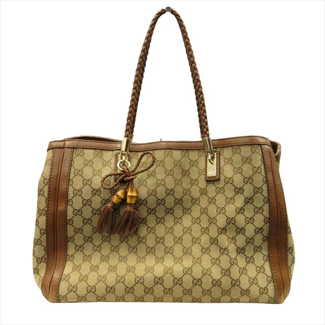 グッチ GUCCI ベラ バンブー タッセル ハンド トート バッグ 鞄 GG  