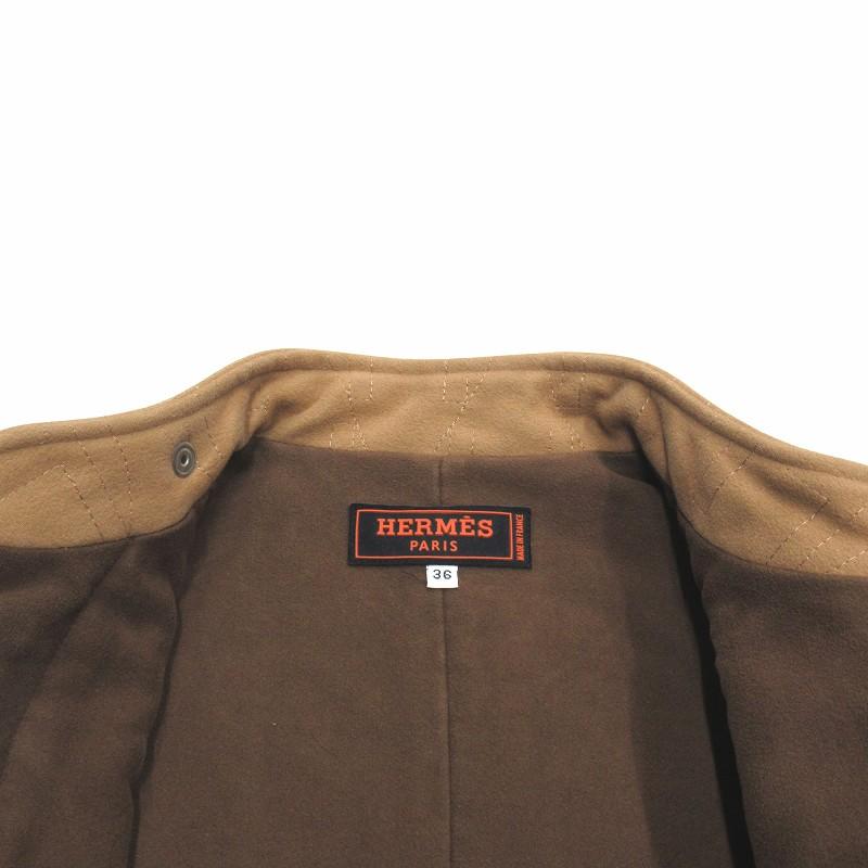 美品 エルメス HERMES Hロゴ 総柄刺繍 ライダース パデッド ベスト 